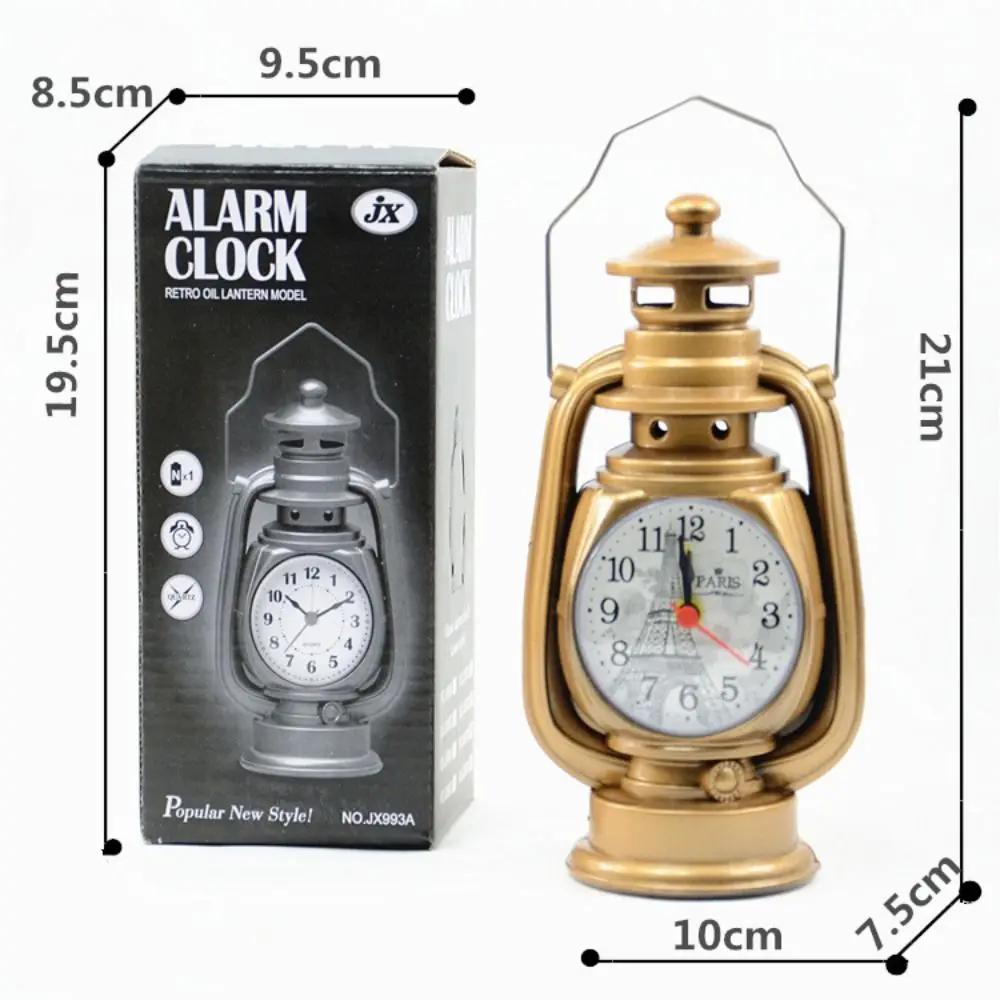 Retro Kerosene Light Alarm Clock Vintage Alarm Clock Table Clock Living Room Decor Articles Office Craft Ornament