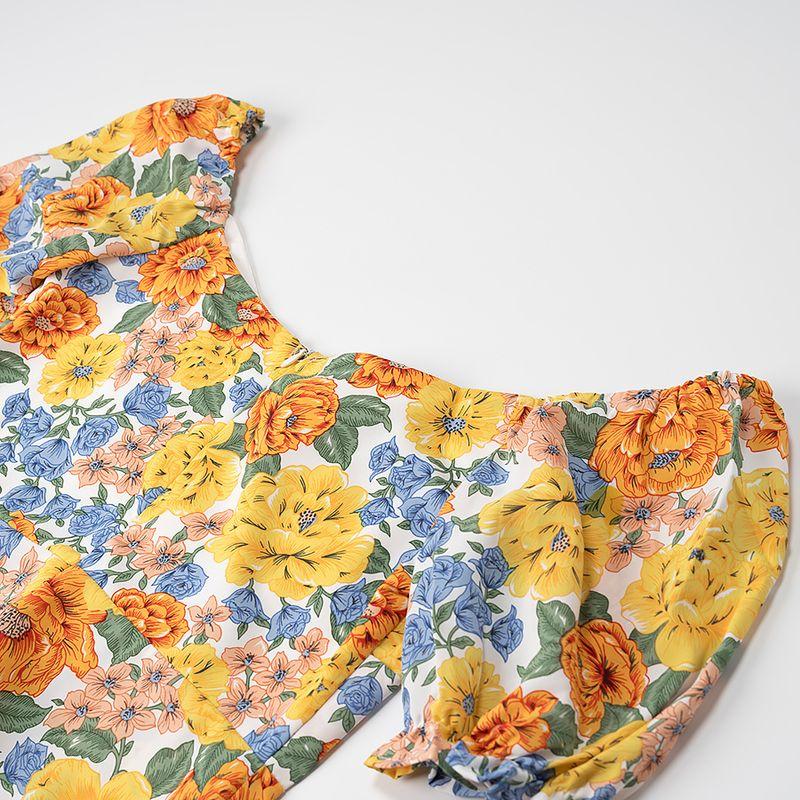 Kaslead New Arrival Women's Clothing Fashion Style Fashion Minimalist Chest Lace-up Short Sleeve Print Dress