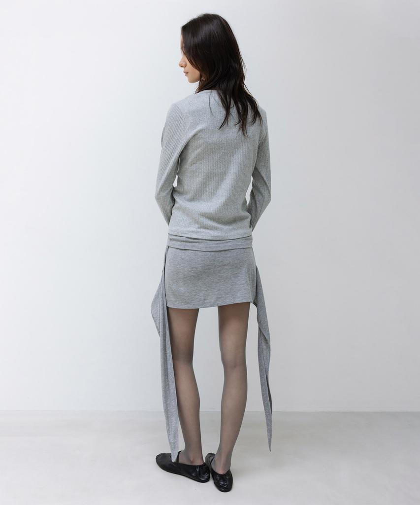 INSILENCE WOMEN W Rib Henley Neck Long Sleeve Melange Grey