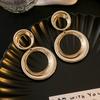 Retro Creative Size Striped Circle Earrings, Exaggerated Personality Design High-End Texture Earrings