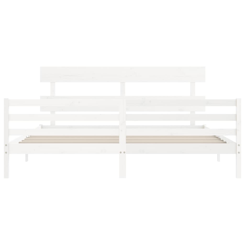 Solid Wood Bed with Headboard White 200x200 cm