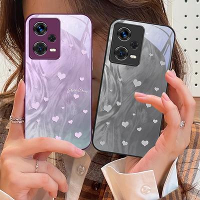 Degrade Sevgi Beyaz Xiaomi 14 Ultra 13 Lite Redmi Note 13 11 Pro 12 Plus Poco X6 3 Pro F4 6 GT İçin Temperli Cam Telefon Kılıfı
