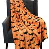 Soft Office Nap Blanket Bat Ghost Print Sofa Throw Blanket Cozy Halloween Flannel Blanket  Bed Room