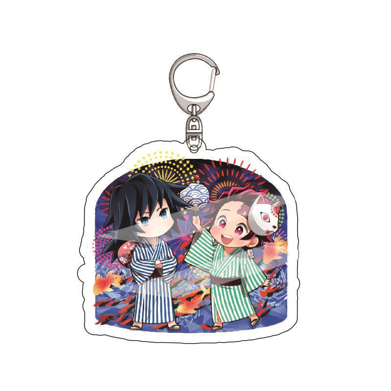Anime Demon Slayer Acrylic Keychain Tanjiro Kamado Nezuko Zenitsu Agatsuma Inosuke Hashibira Pendant Charm 4PCS Collection Beautiful Gift