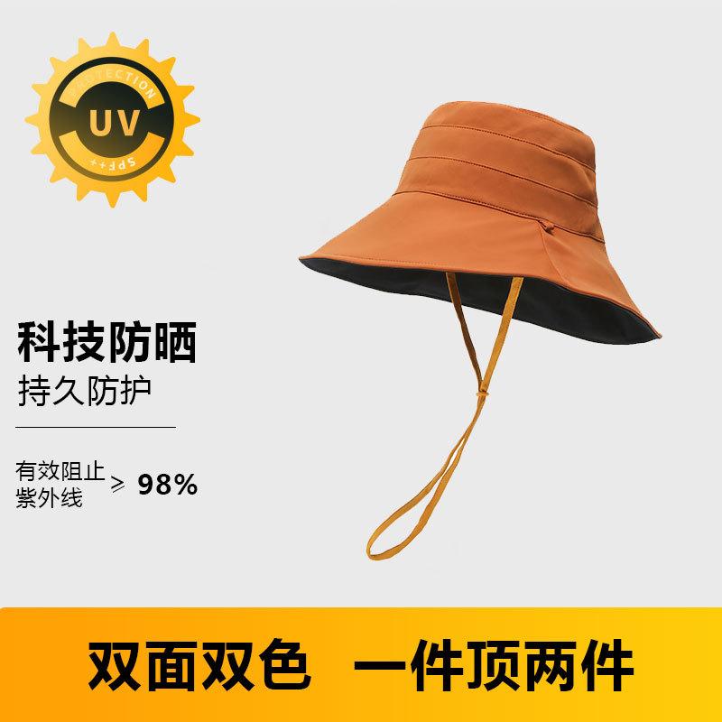 Ice silk double-sided bucket hat summer UV protection sun hat women versatile foldable sun protection hat