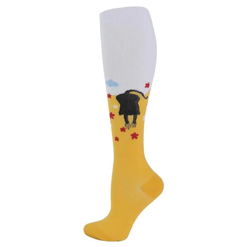 Neue Kompressionssocken für Leggings Atmungsaktiv Laufen Radfahren Druck Fußball Socke für Erwachsene Koreanische Edition Netzwerk-Drucksocken