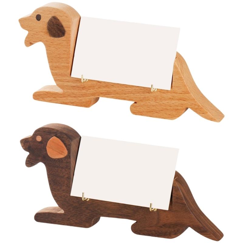 Elegant Solid Wood Card Stand With Handcraft Animal Designs Name Card Rack For Professional Men Business Card Stand