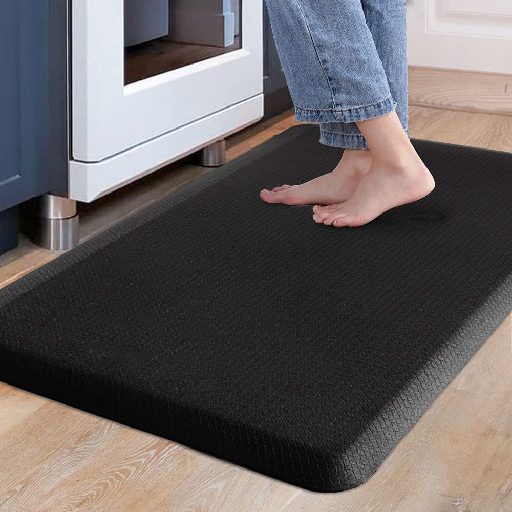

Non Slip Kitchen Anti Fatigue Standing Mats Cushioned Comfort Floor PVC Waterproof Runner Rug for Standing Desk,Kitchen,Office 44x70cm чёрный