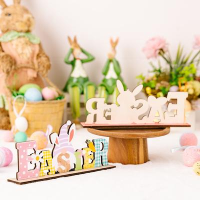 Ornement de Lettre de Pâques en Bois Lapin Gnomes Accessoires de Décoration pour la Maison Table Bureau Bureau Décoration Intérieure