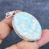 Natural Republic Larimar Gemstone 925 Sterling Silver Jewelry Pendant 2.29" n8L52