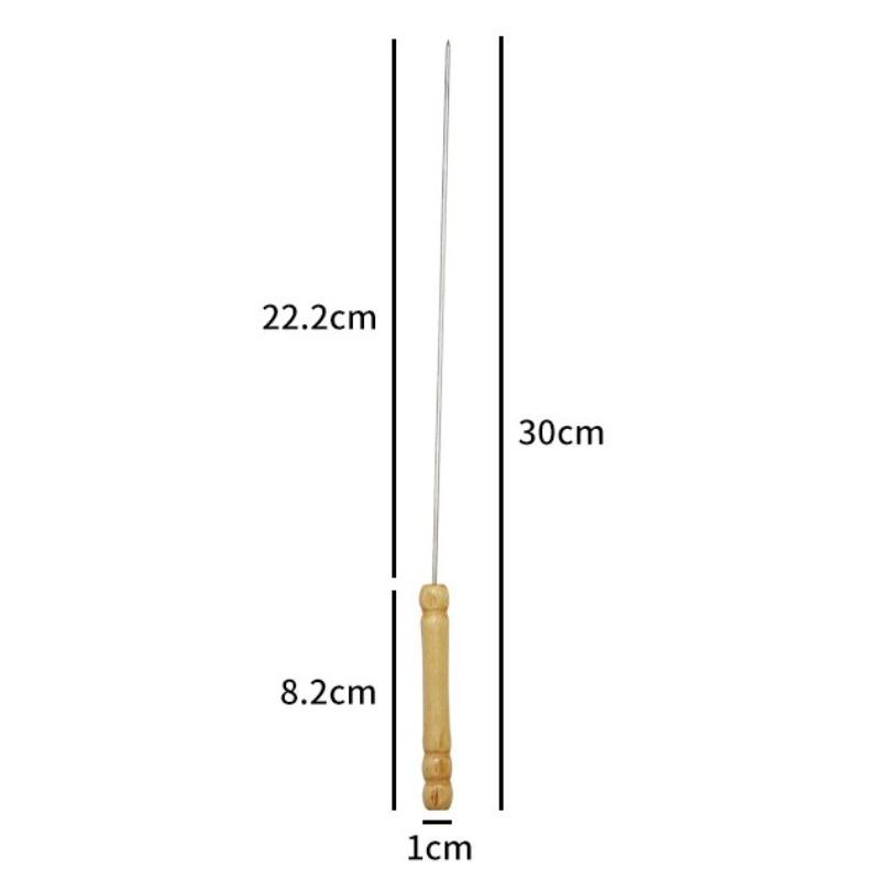 

3PCS Stainless Steel Roast Barbecue Skewer Grill Kebab Needles Stick Wood Handle Barbecue Needles Outdoor Needle Tools