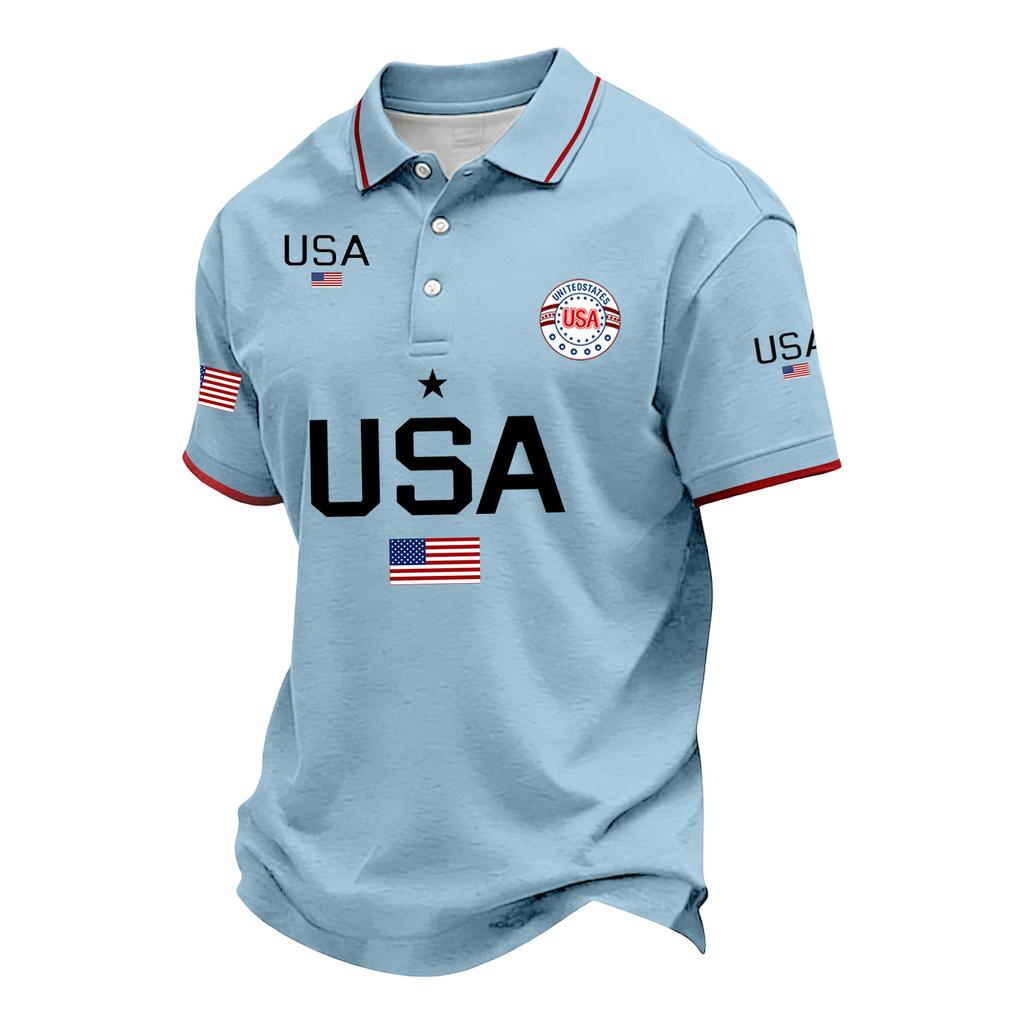 Men's Loose And Casual Flag-print T-shirt, Short Sleeve Shirt