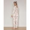 Lunaluz Long Sleeve Square Neck Two Piece Pajamas Women Mink Ribbon Span