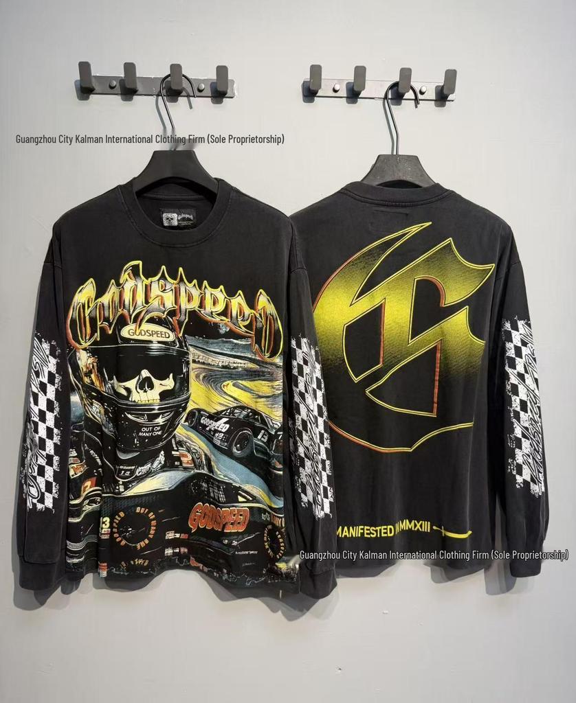 Godspeed Skull Rock Retro Pure Cotton Hoodie - Autumn/Winter American Style Streetwear for Men