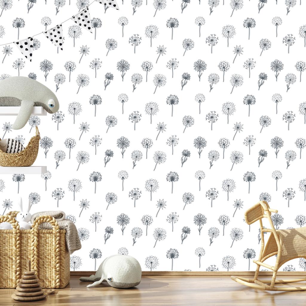 Dandelions wallpaper with meadow flowers for living room and bedroom 50x1000