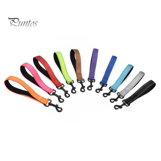 Neoprene Handle Dog Leash 12 Inches Short Heavy Duty Traffic Leashes with Carabiner Clip Inch Long Reflective Nylon Lead Padded for Large Medium Dogs