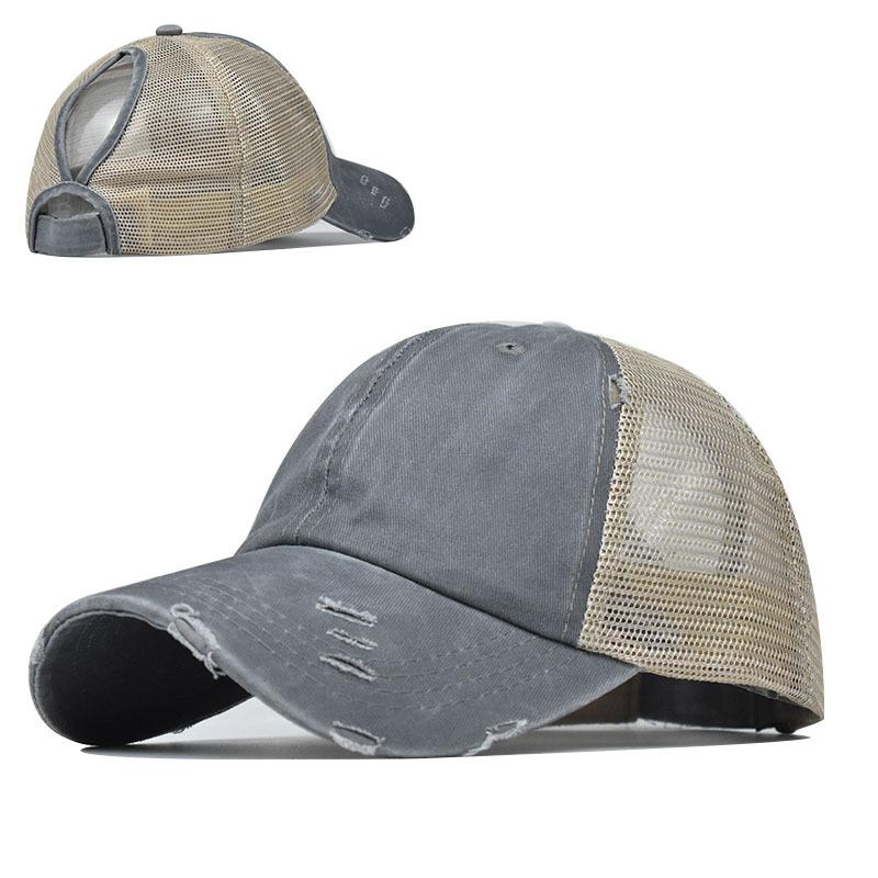 Cappellino da Baseball Coda di Cavallo Donna Uomo Cotone Motivo Patchwork Rete Cappello da Baseball Sportivo Cappellini Snapback Moda Cappello da Sole