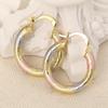 Huitan Luxury Women Three Tone Metal Hoop Earrings for Wedding Party Engagement Elegant Delicate Accessories Fashion JewelryGood Product