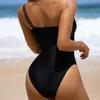 Costume da bagno intero sexy monospalla da donna, bianco e nero, sgambato, costume da bagno push-up, patchwork, abbigliamento da spiaggia, bikini, costume da bagno