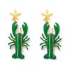 Hot-selling seaside earrings, unique niche design, long beard, painted lobster starfish female earrings