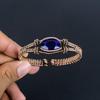 Blauer Saphir Armband, Handgefertigtes Edelsteinarmband, 999 Kupferdraht umwickelter Antikschmuck, Für Verlobungsgeschenk