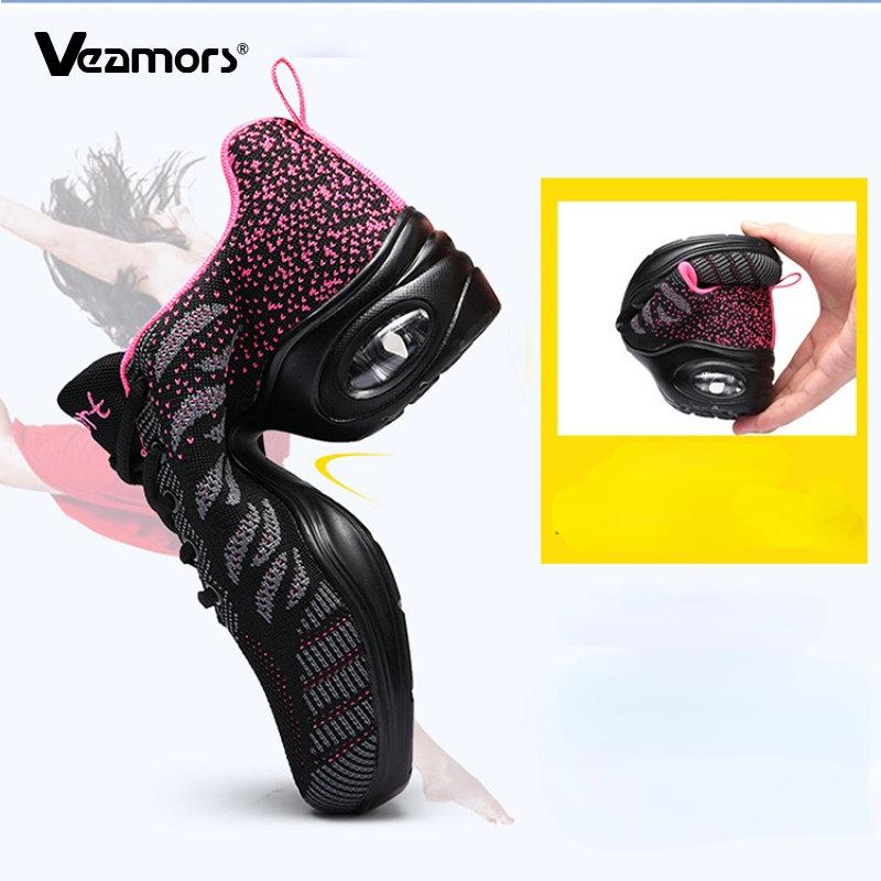 Womens Jazz Dance Sneakers Breathable Lightweight Athletic Training Walking Casual Soft Platform Shoes
