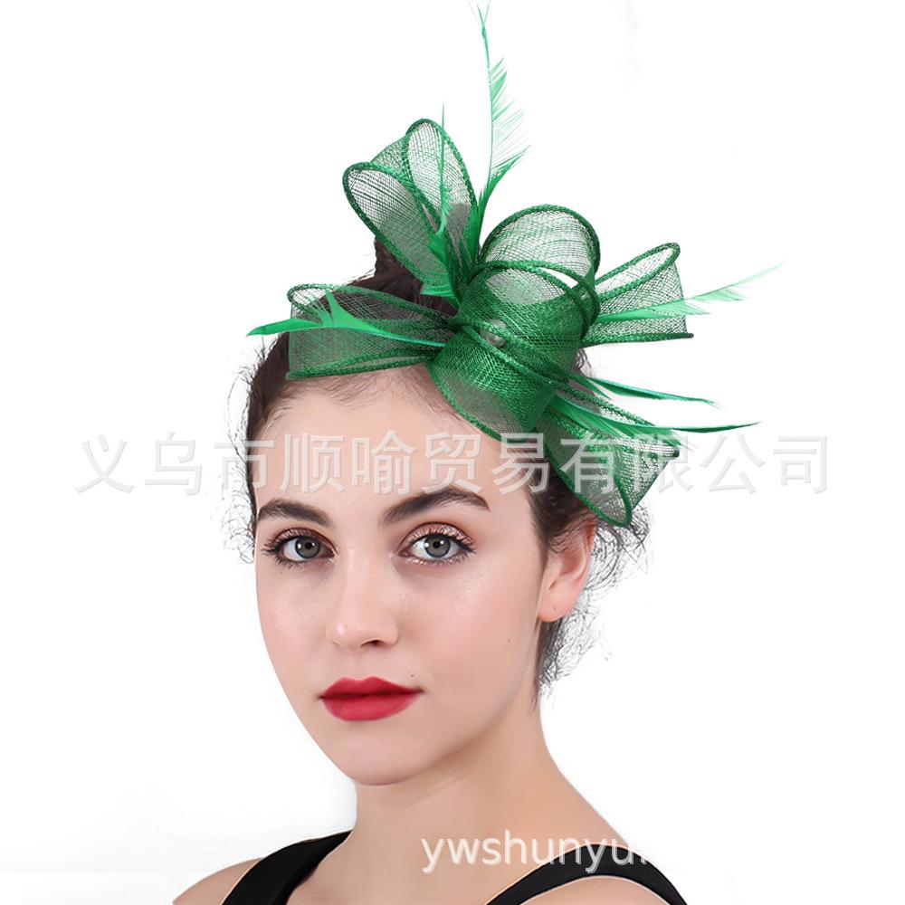

Popular Orange Hemp Hat Bridal Photo Wedding Dress Headdress зелений