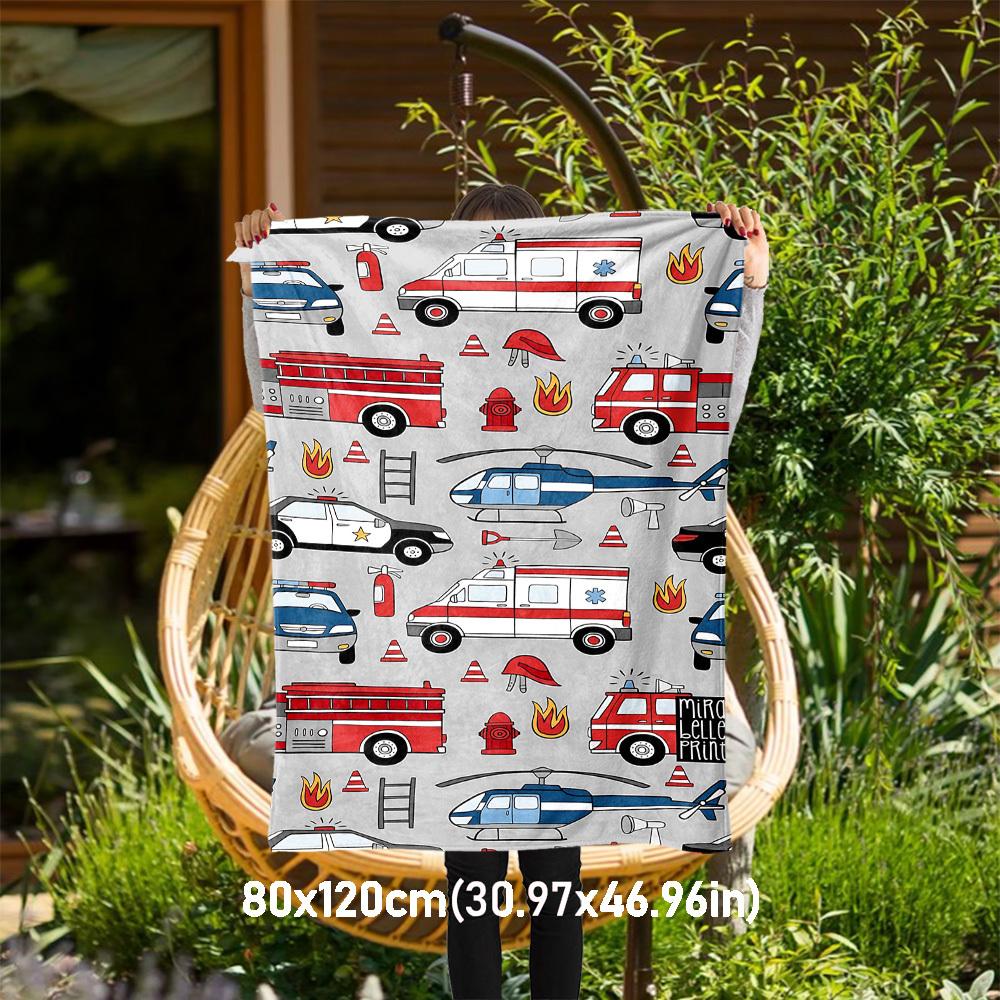 

1PC ambulance firetruckOutdoor Flannel Blanket - Soft Plush Decor for Picnics, camping, Bedroom, Playroom, Office, or Lunch Break 1233A 80x120cm(31x47inch)