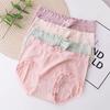 4Pcs Mid Waist Seamless Briefs Cotton Crotch Underwear for Women Fashion Lace Bowknot Panties  Lady
