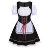 Women Oktoberfest Dirndl Dress Bavarian Beer Maid Costume Off Shoulder Puff Sleeve Lace Apron Dress For Halloween