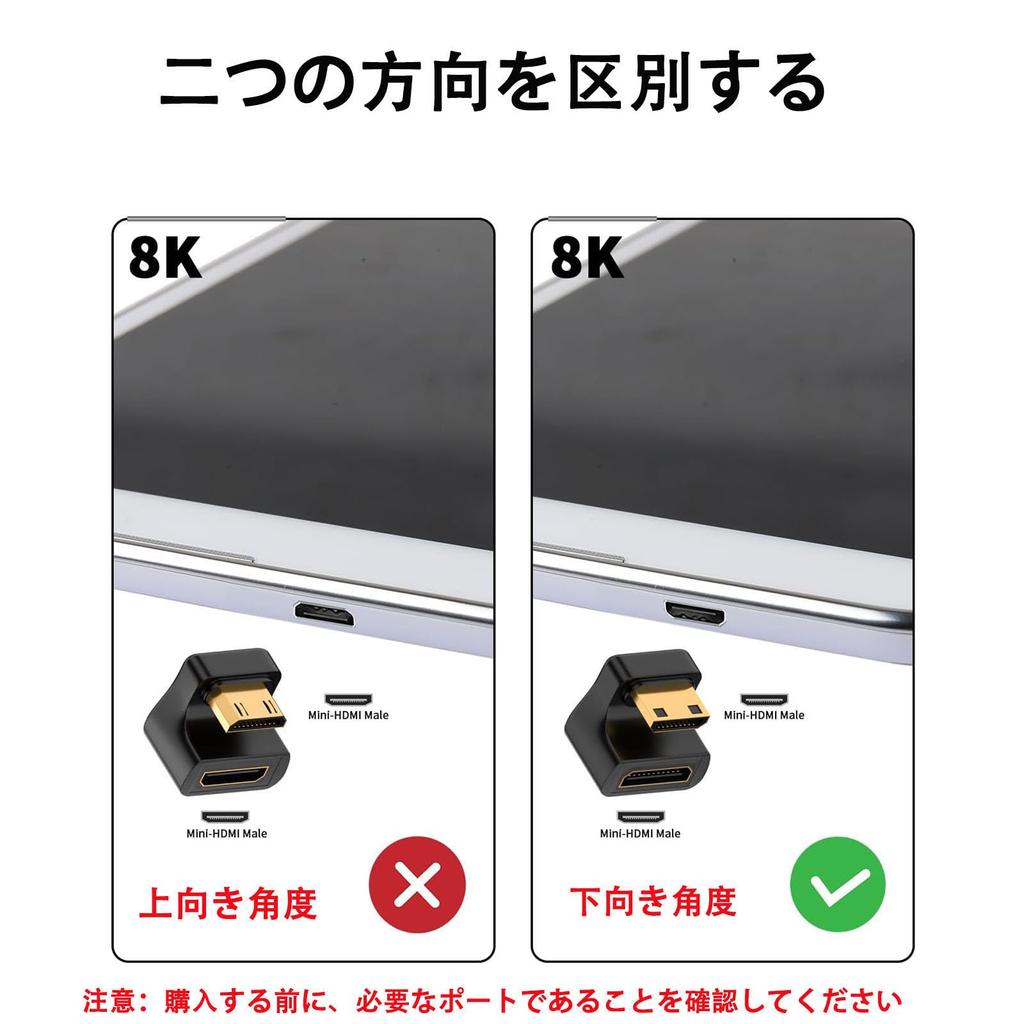 RuiMi Mini HDMI Adapter U Shape 8K Mini HDMI Male To Mini HDMI Female Converter 180 Degree Angled with LED Indicator 48Gbps Converter for TV Box