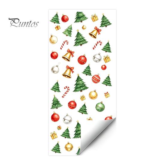 PVC Window Cling Christmas Static Cling, Xmas Tree Snowman Santa Hat Bell Waterproof Glass Sticker, Removable Reusable Decoration Decal for