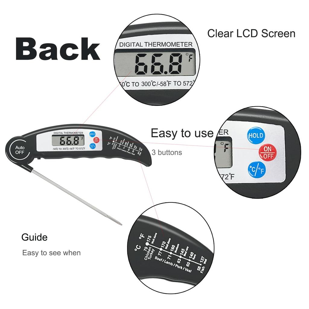 Kitchen Food Thermometer Foldable Digital Display Bbq Thermometer High-Precision Instant-Read Lcd Probe Grilling Kitchen Tools