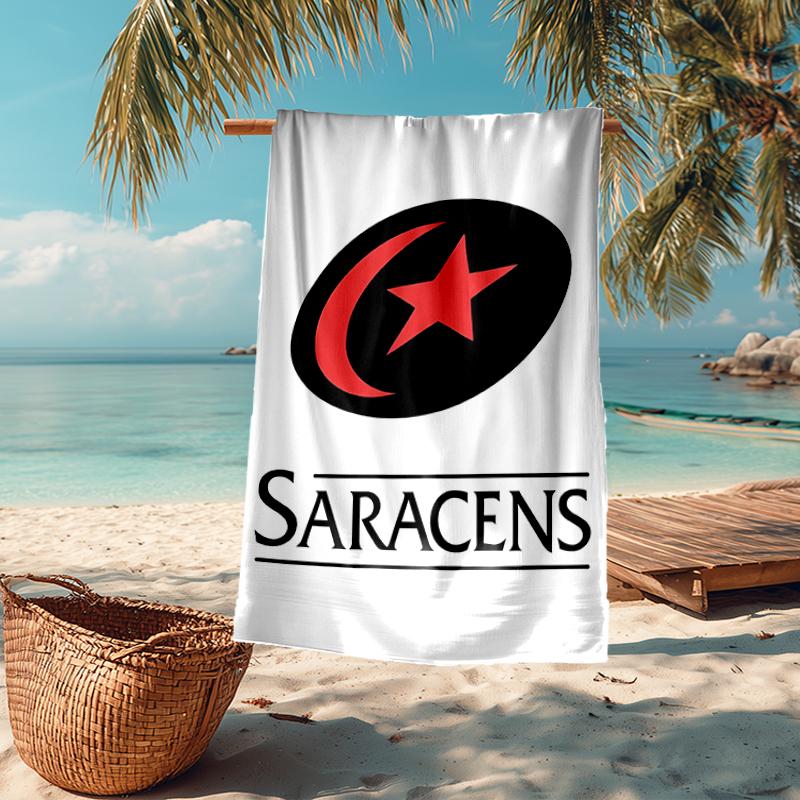 Ultra-Soft Beach Towel with Saracens Rugby Theme,Ideal for Pool - Camping, Diving - Perfect Travel Essential, Vibrant Beach Towel.