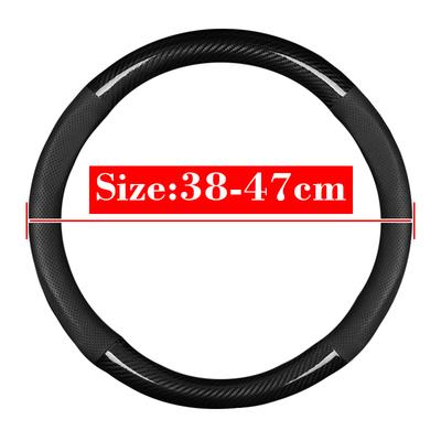 38cm 40cm 42cm 45cm 47CM Carbon Fiber Leather Steering Wheel Cover Non Slip Breathable For Truck Bus Auto Interior Accessories