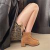 Retro suede square heel not tired short boots women's 2025 autumn and winter new thin square head rear zipper fashion boots