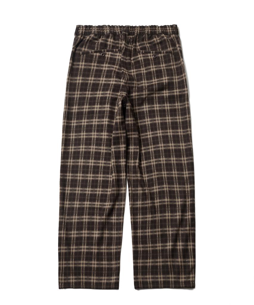 ESFAI Draped Plaid Wide Pants (Brown)