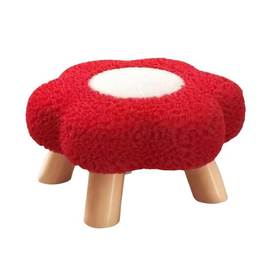 Taburet Floare cu Picioare din Lemn Perna din Catifea Nor Taburet Suport pentru Picioare Living Dormitor Canapea Sofa Sub Birou Scaun Căptușit Scaun pentru Toaletă