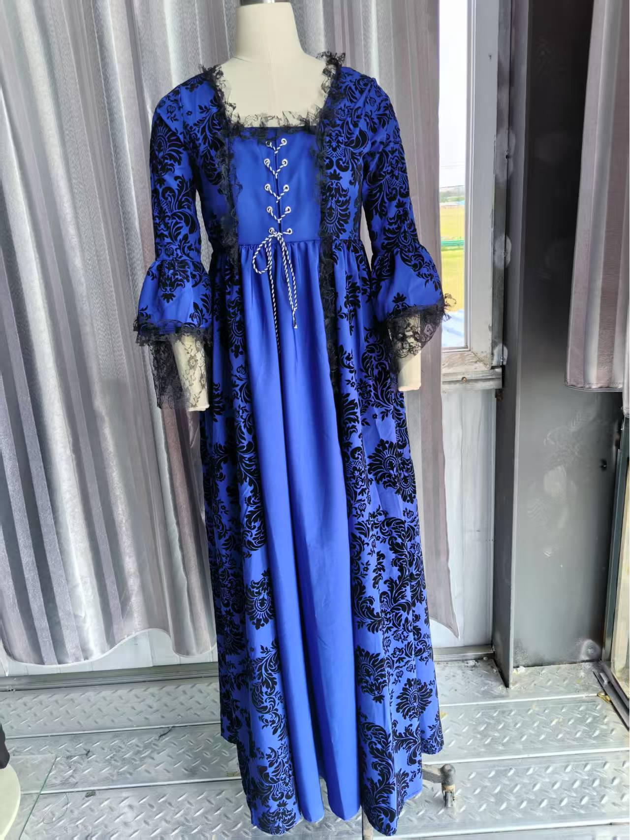 

Ретро середньовічна сукня великого розміру з мереживною вставкою та рукавами-кльош 4XL