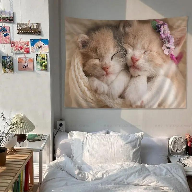 Office Living Room Tapestry Cute Pet Cat Tapestry Home Wall Decoration Tapestry