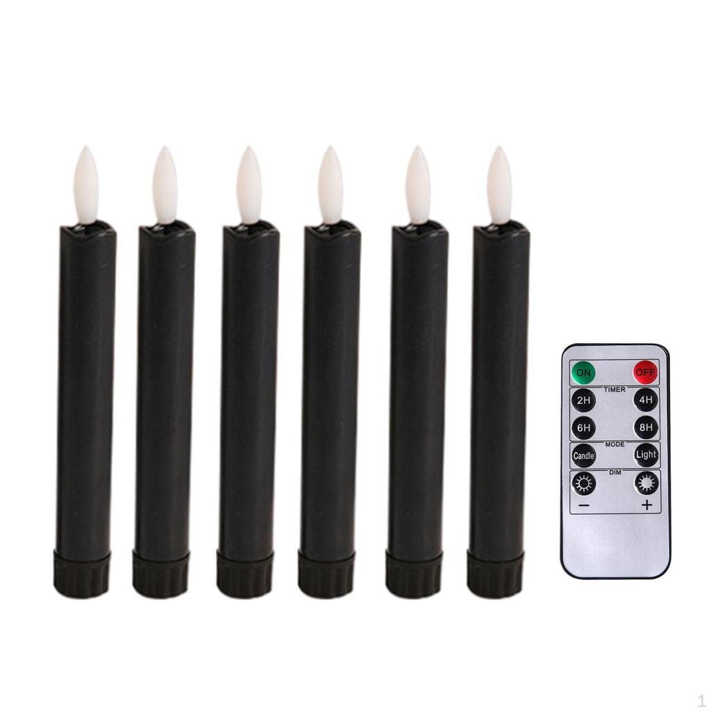 6 Pcs LED Candles Window Light Wick Flameless Taper with Remote Control for Bedroom