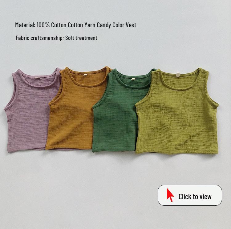 Customized Pure Cotton Striped Sleeveless Vest for Boys & Girls - Korean Style Summer Inner Wear T-shirt