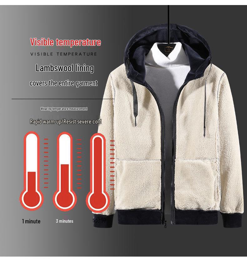 Men's Plus Size Silver Fox Fleece Hoodie & Lambswool Sweatpants Winter Set