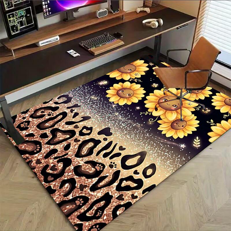 1PC Sunflower Leopard Non-Slip Floor Carpet Compatible for Office&Living Room&Bedroom&Dining room -  Soft & Pattern-G0327