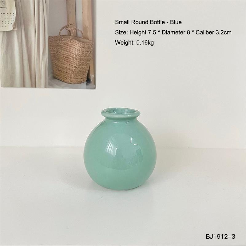 Mini Small Ceramic Vase for Simulating Flowers Home Living Room Bedroom Decoration Office Desktop Ornament Gift for Friends