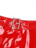 Women's Metallic Rave High Waist Panties Open Crotch Thong with Garter Clips for Festival Clubwear Dancing