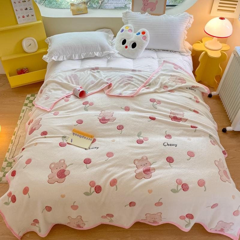 Autumn Warm Cute Bear Blankets for Bed Soft Cartoon Bedspread Comfortable Coral Fleece Throw Blanket Sofa Single Double Blanket