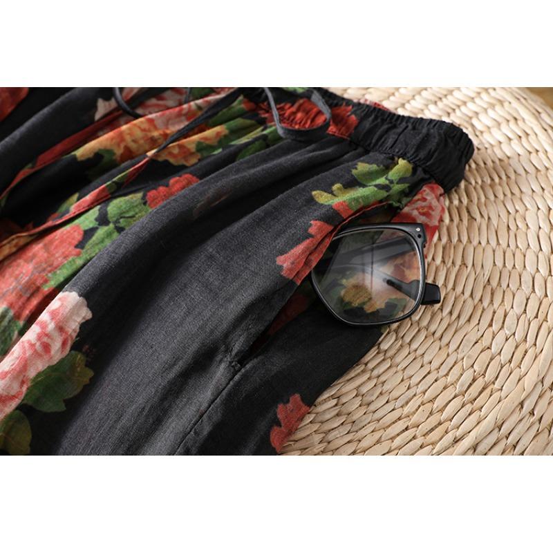 DIMANAF 2026 Estate Nuovi Pantaloni Lunghi Taglie Forti Donna Stampa Vintage Floreale Larghi Vita Elastica Pantaloni Casual da Donna