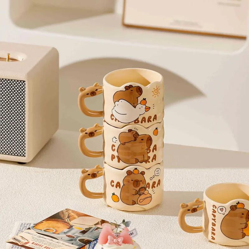Cute Creative Cartoon Style Capybara Ceramic Cup Endearing Single Mug Student Children Birthday Gift Adorable Guinea Pig Cup