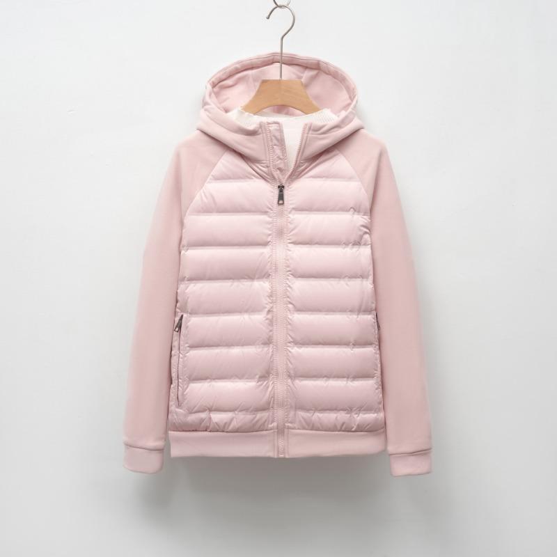 Down jacket new national standard 90 down casual splicing versatile hooded seamless pressing glue men and women light and warm